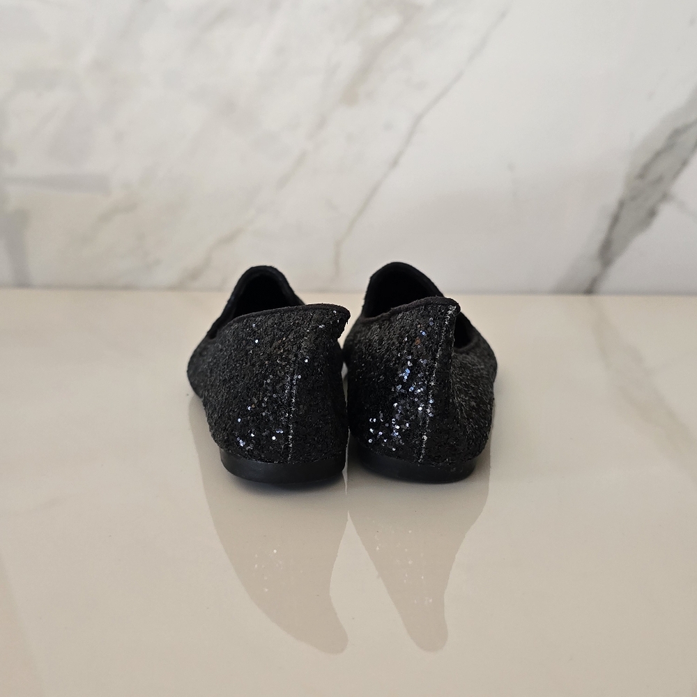Girl's Black glittery Almond Toe Ballerina flats Size 11 - Picture 4 of 9